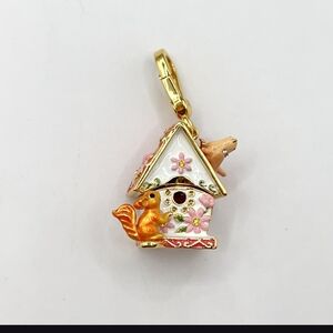 Charming Birdhouse Charm Or Pendant with Squirrel / Valentines Day Gift